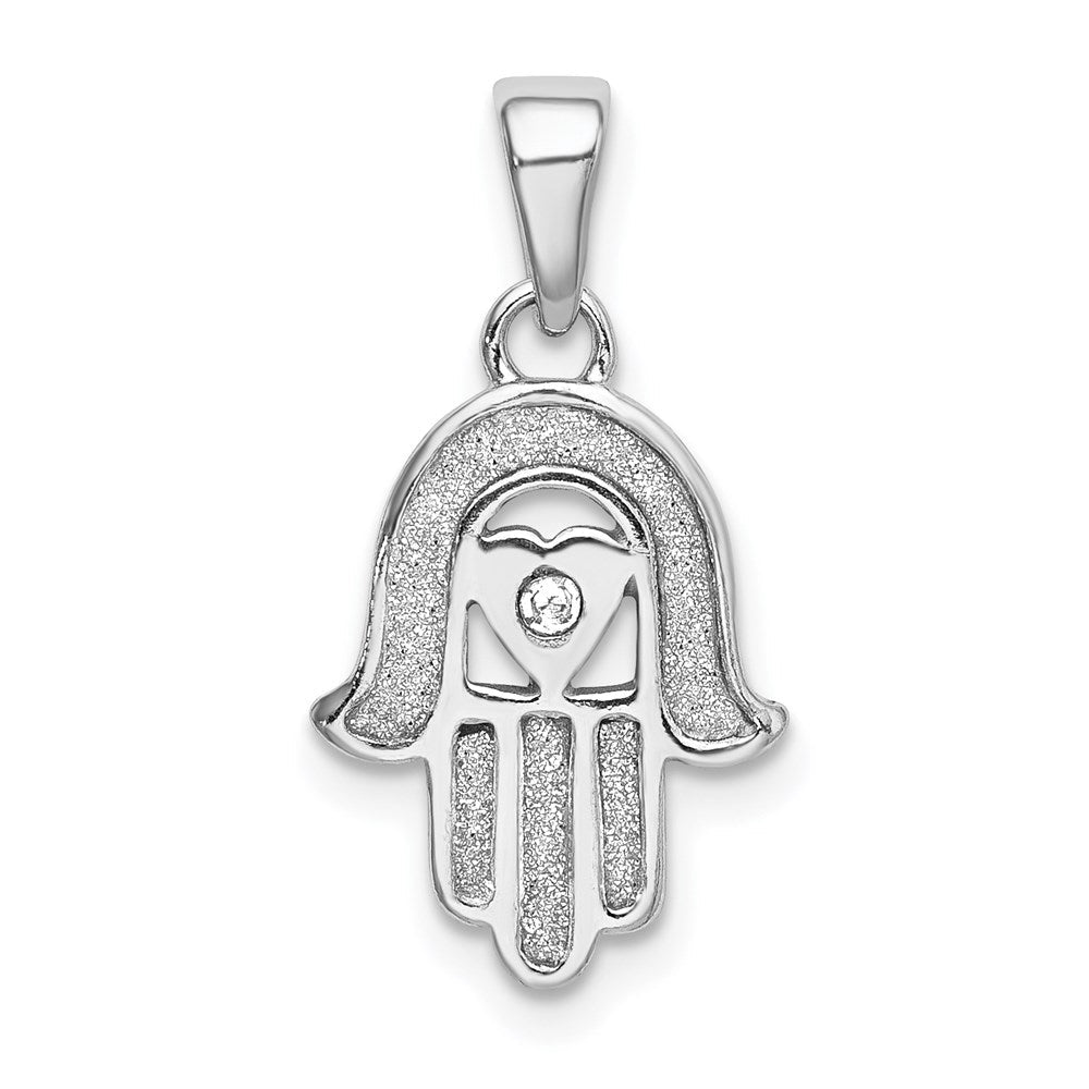 Sterlingsilber Rhodium Emaille Glitzer Stoff Glas Stein Hamseh Anhänger