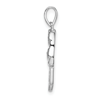 Sterlingsilber Rhodium Schwarz/white Zirkonia Syn. Saphir Chamseh Anhänger