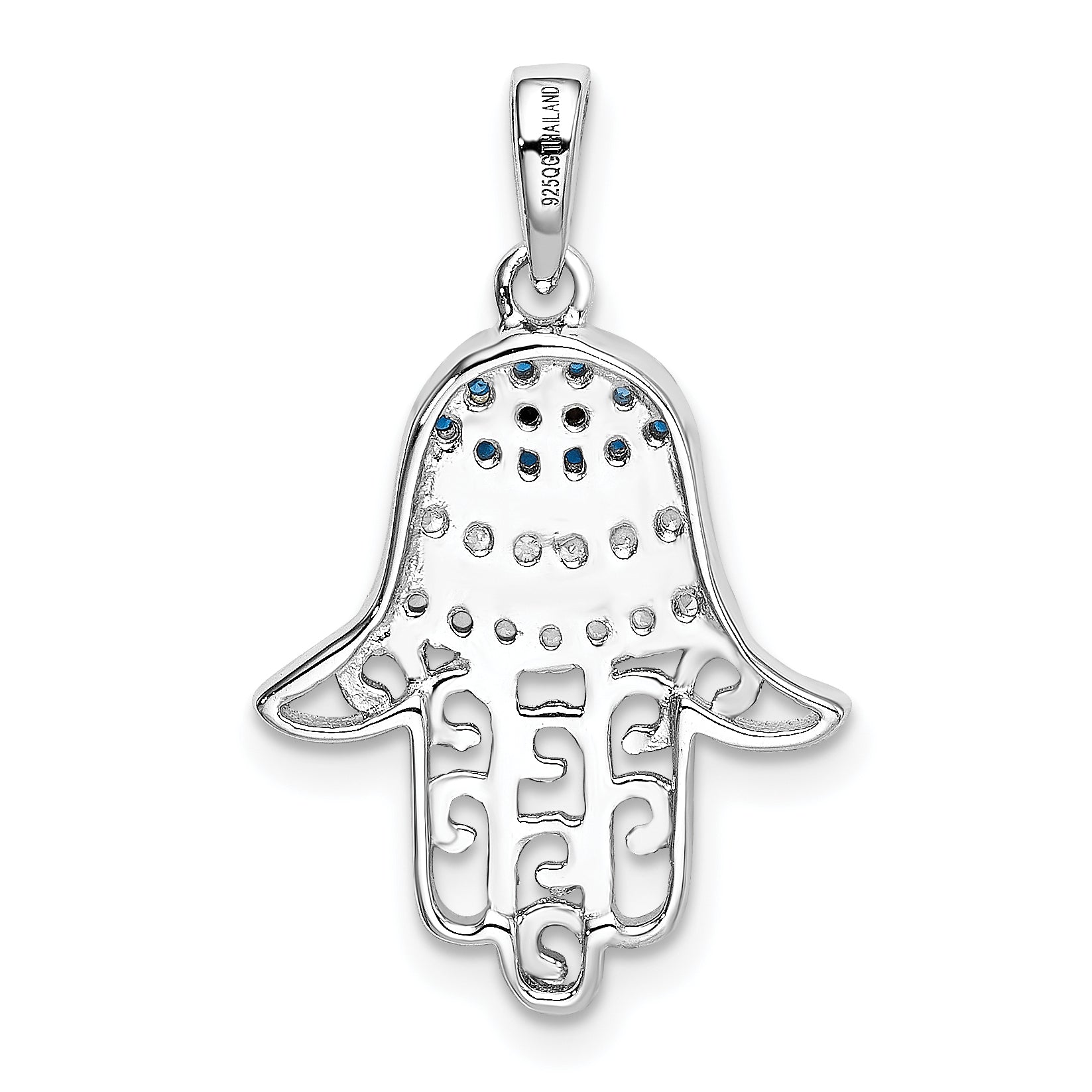 Sterlingsilber Rhodium Schwarz/white Zirkonia Syn. Saphir Chamseh Anhänger