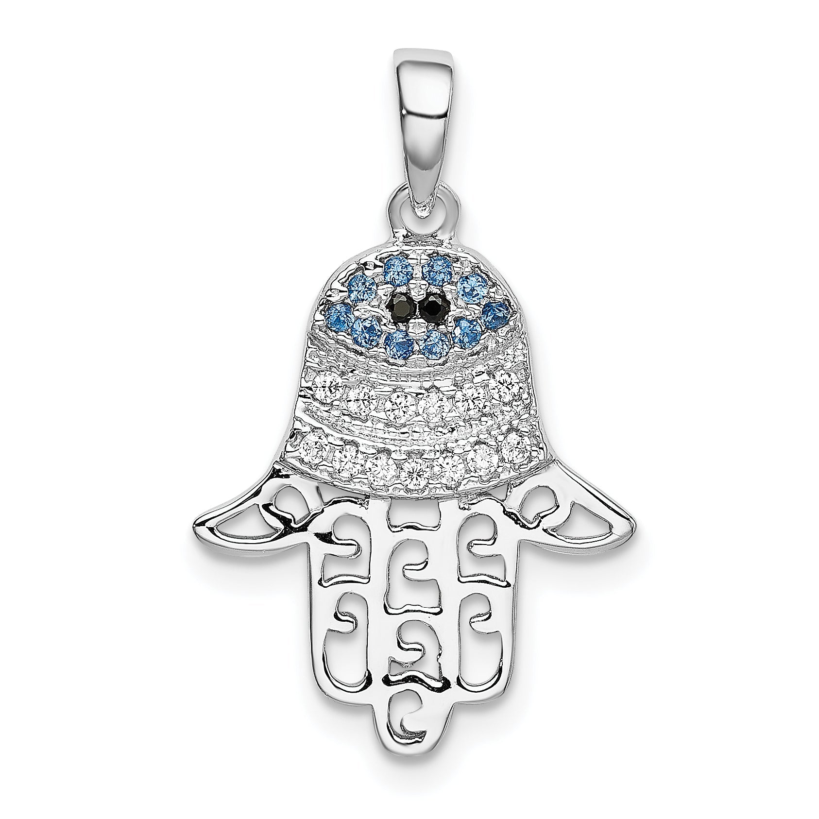 Sterlingsilber Rhodium Schwarz/white Zirkonia Syn. Saphir Chamseh Anhänger