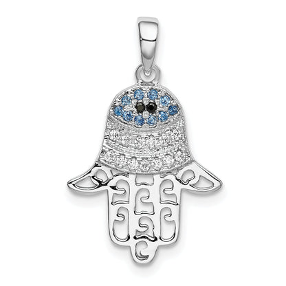 Sterlingsilber Rhodium Schwarz/white Zirkonia Syn. Saphir Chamseh Anhänger