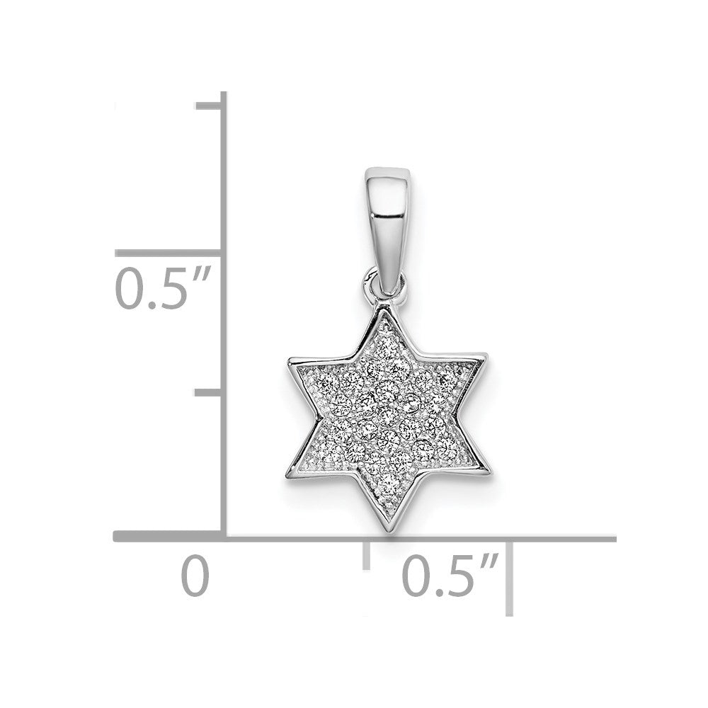 Sterlingsilber Rhodiniert Zirkonia Stern Of David Anhänger