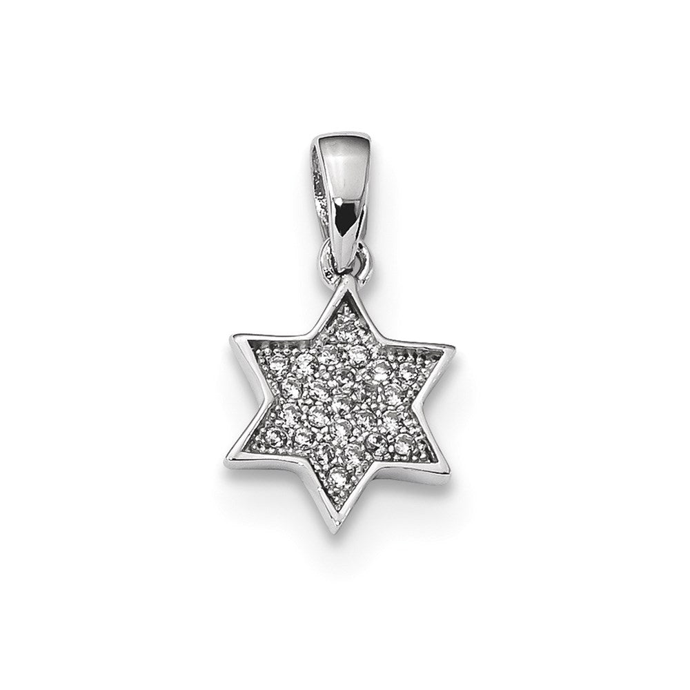 Sterlingsilber Rhodiniert Zirkonia Stern Of David Anhänger