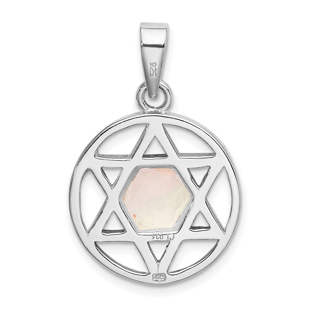 Sterlingsilber Rhodiniert Perlmutt Stern Of David Anhänger