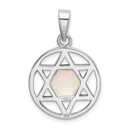 Sterlingsilber Rhodiniert Perlmutt Stern Of David Anhänger