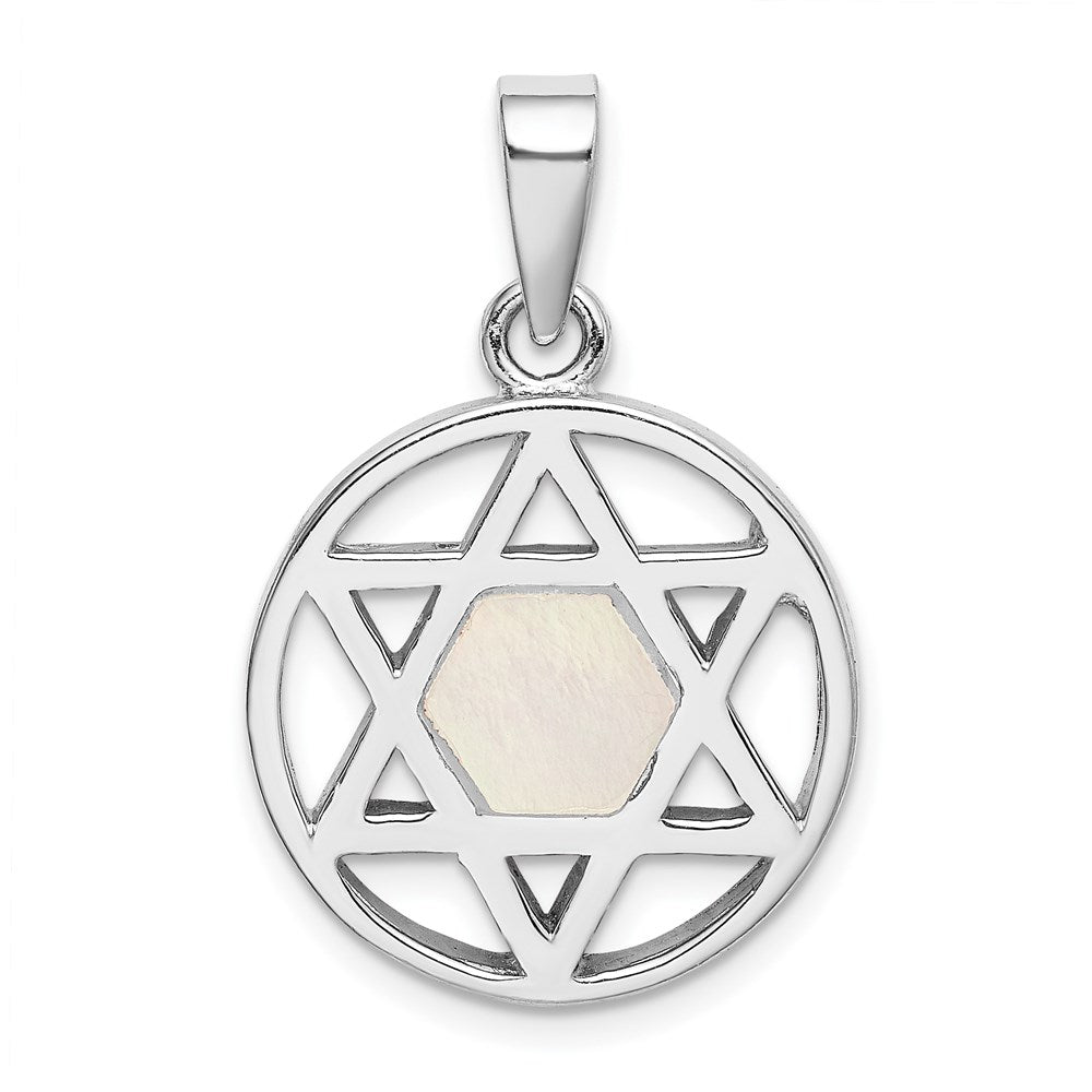 Sterlingsilber Rhodiniert Perlmutt Stern Of David Anhänger