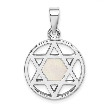 Sterlingsilber Rhodiniert Perlmutt Stern Of David Anhänger