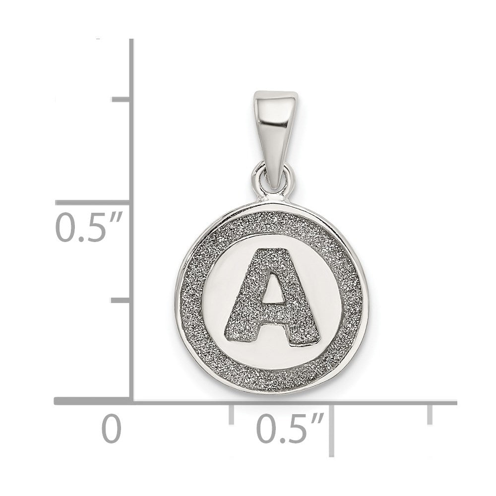 Sterlingsilber Glitzer Emaille Buchstabe A Initiale Kreis Anhänger