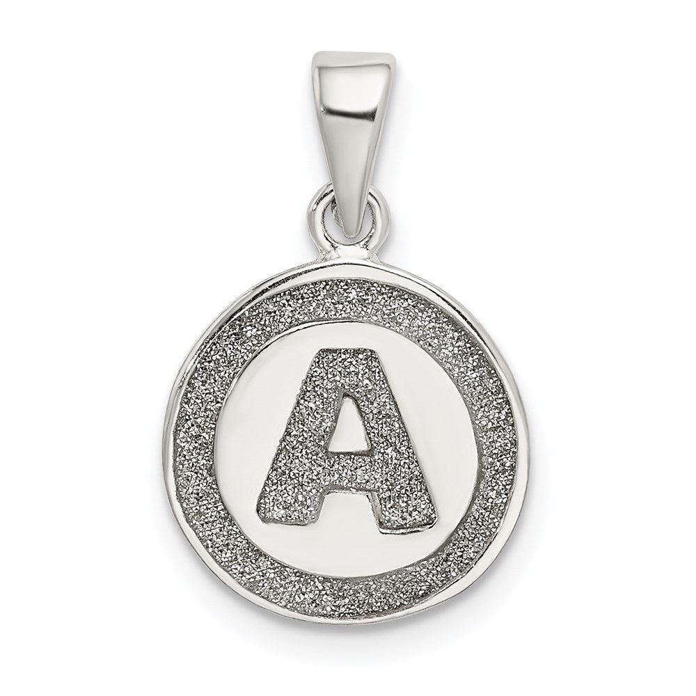 Sterlingsilber Glitzer Emaille Buchstabe A Initiale Kreis Anhänger