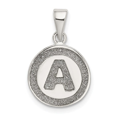 Sterlingsilber Glitzer Emaille Buchstabe A Initiale Kreis Anhänger