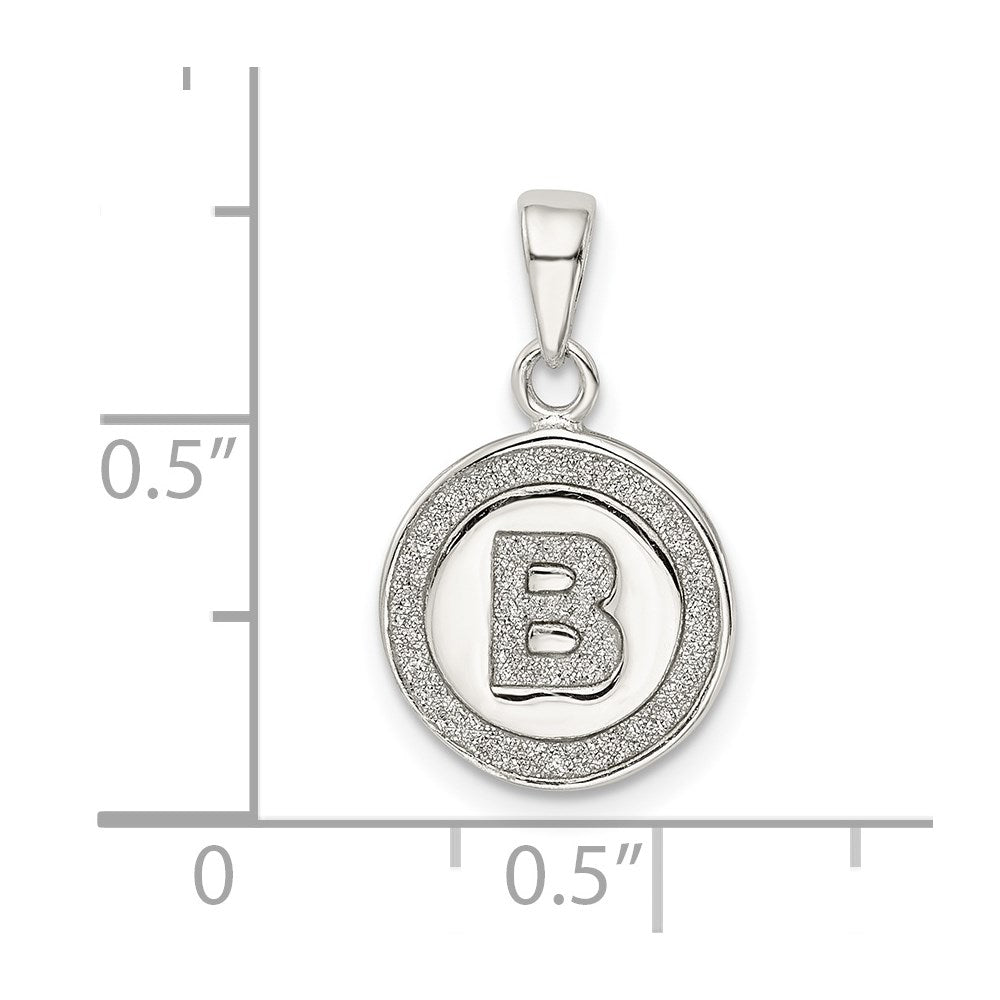 Sterlingsilber Glitzer Emaille Buchstabe B Initiale Kreis Anhänger