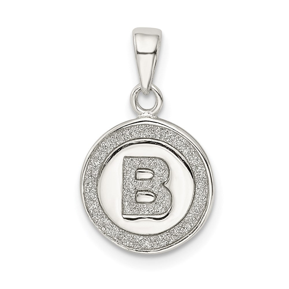 Sterlingsilber Glitzer Emaille Buchstabe B Initiale Kreis Anhänger