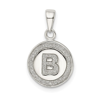 Sterlingsilber Glitzer Emaille Buchstabe B Initiale Kreis Anhänger