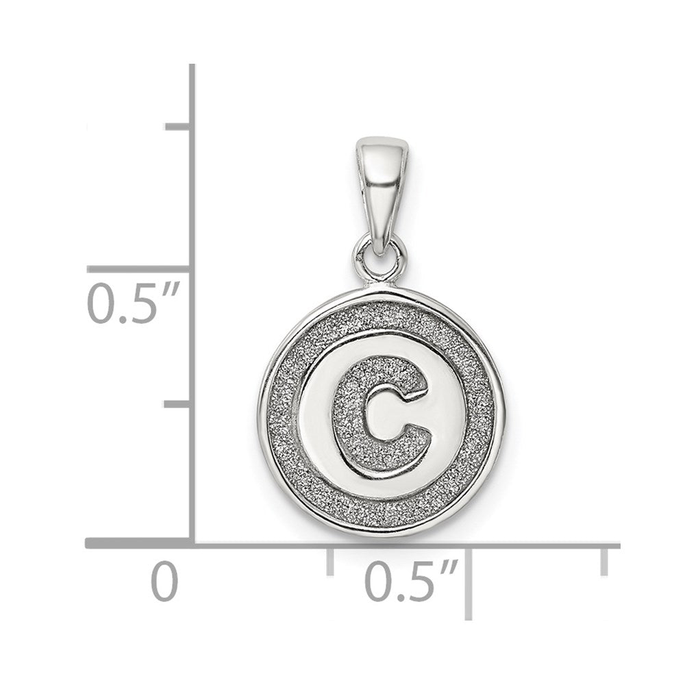 Sterlingsilber Glitzer Emaille Buchstabe C Initiale Kreis Anhänger
