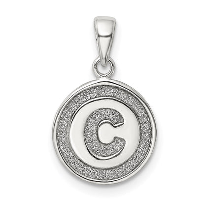 Sterlingsilber Glitzer Emaille Buchstabe C Initiale Kreis Anhänger