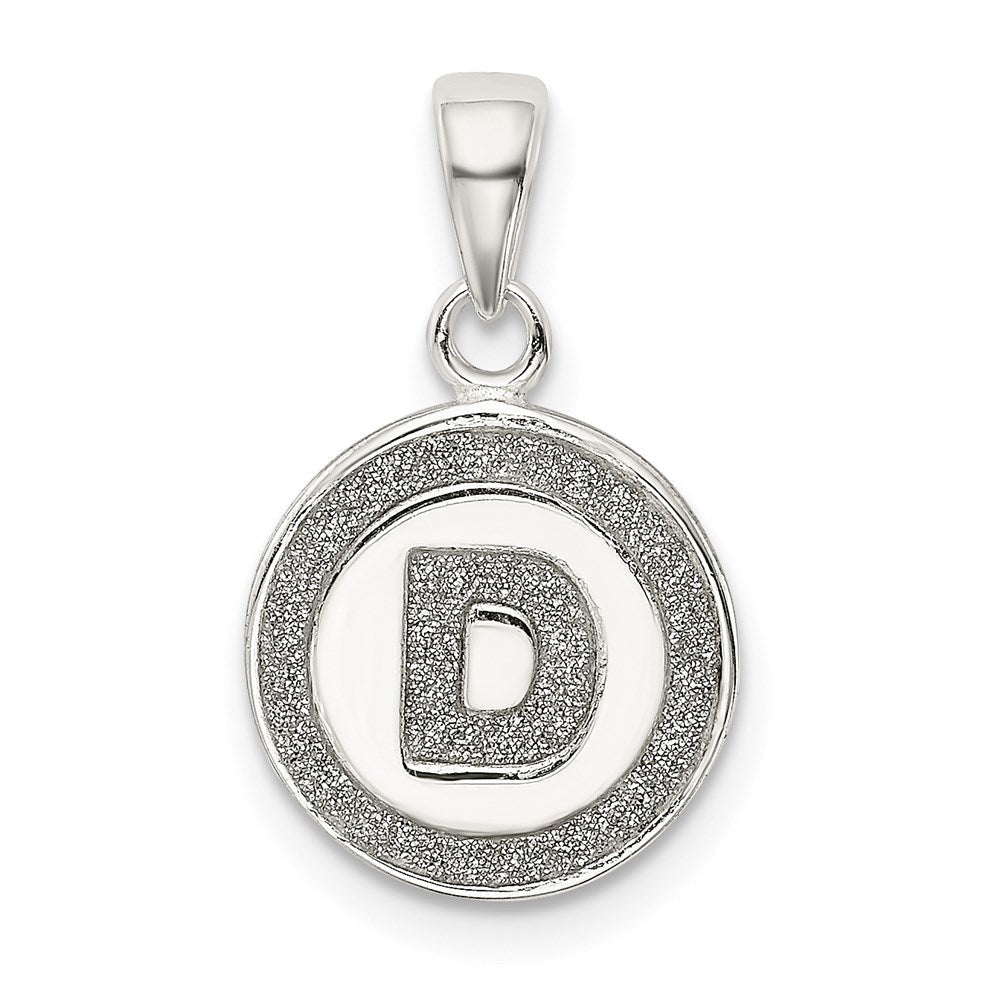 Sterlingsilber Glitzer Emaille Buchstabe D Initiale Kreis Anhänger