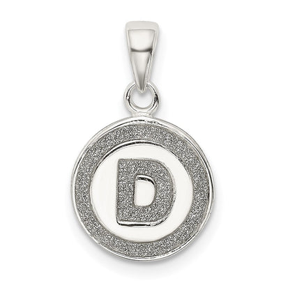 Sterlingsilber Glitzer Emaille Buchstabe D Initiale Kreis Anhänger