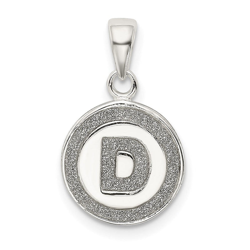 Sterlingsilber Glitzer Emaille Buchstabe D Initiale Kreis Anhänger