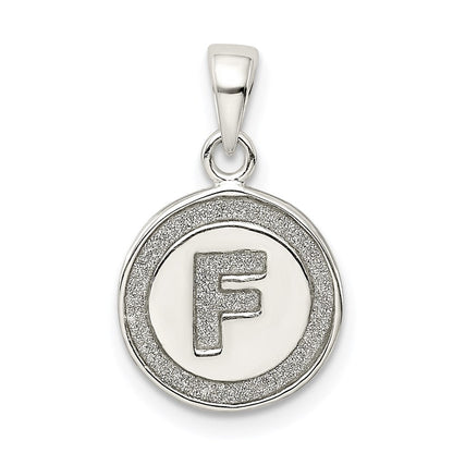 Sterlingsilber Glitzer Emaille Buchstabe F Initiale Kreis Anhänger