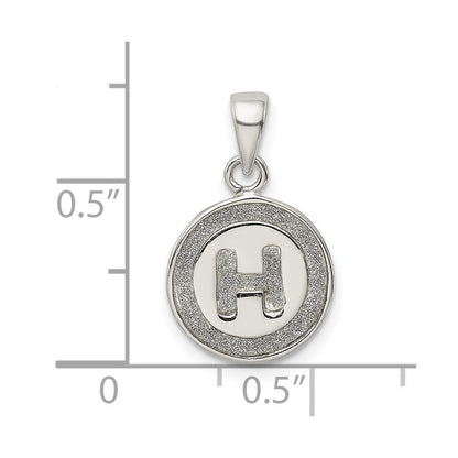 Sterlingsilber Glitzer Emaille Buchstabe H Initiale Kreis Anhänger