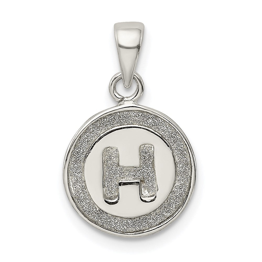 Sterlingsilber Glitzer Emaille Buchstabe H Initiale Kreis Anhänger