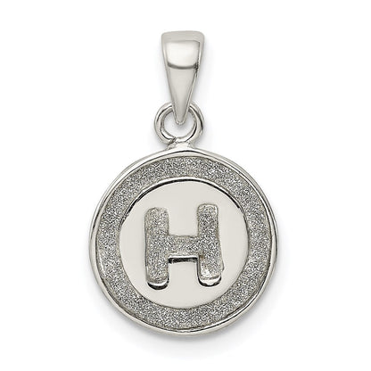 Sterlingsilber Glitzer Emaille Buchstabe H Initiale Kreis Anhänger