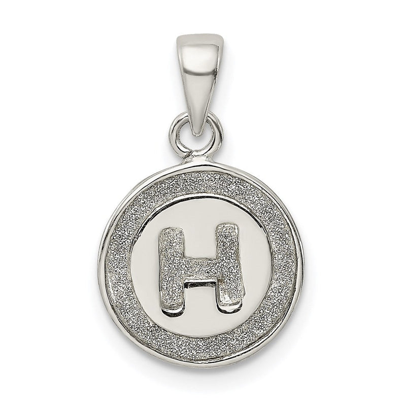 Sterlingsilber Glitzer Emaille Buchstabe H Initiale Kreis Anhänger