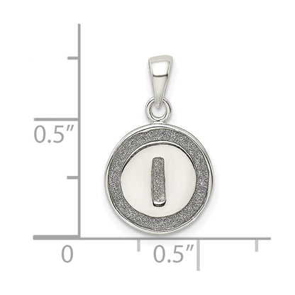 Sterlingsilber Glitzer Emaille Buchstabe I Initiale Kreis Anhänger