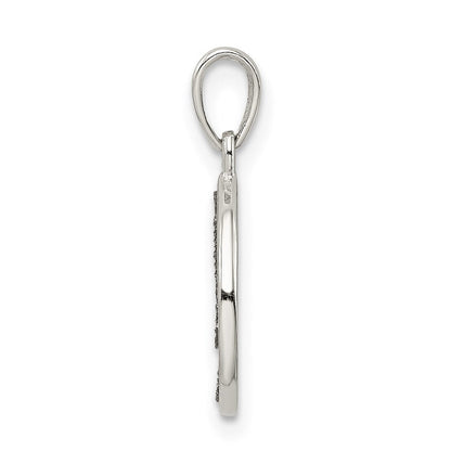 Sterlingsilber Glitzer Emaille Buchstabe J Initiale Kreis Anhänger
