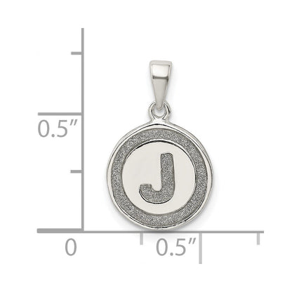 Sterlingsilber Glitzer Emaille Buchstabe J Initiale Kreis Anhänger