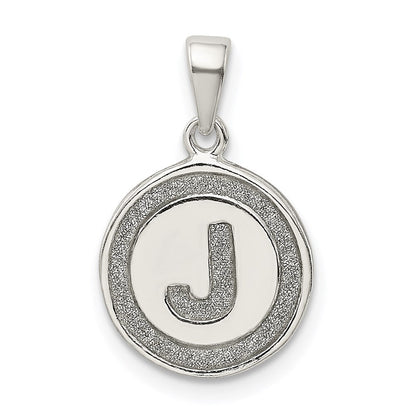 Sterlingsilber Glitzer Emaille Buchstabe J Initiale Kreis Anhänger