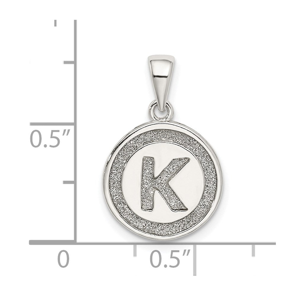 Sterlingsilber Glitzer Emaille Buchstabe K Initiale Kreis Anhänger