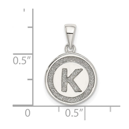 Sterlingsilber Glitzer Emaille Buchstabe K Initiale Kreis Anhänger