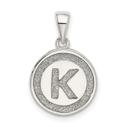 Sterlingsilber Glitzer Emaille Buchstabe K Initiale Kreis Anhänger