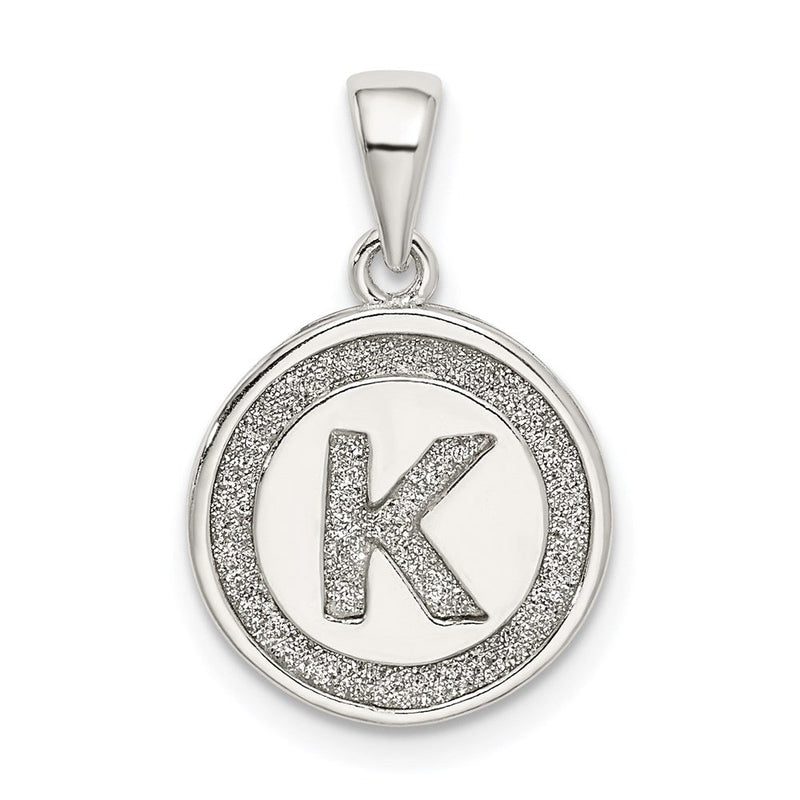 Sterlingsilber Glitzer Emaille Buchstabe K Initiale Kreis Anhänger