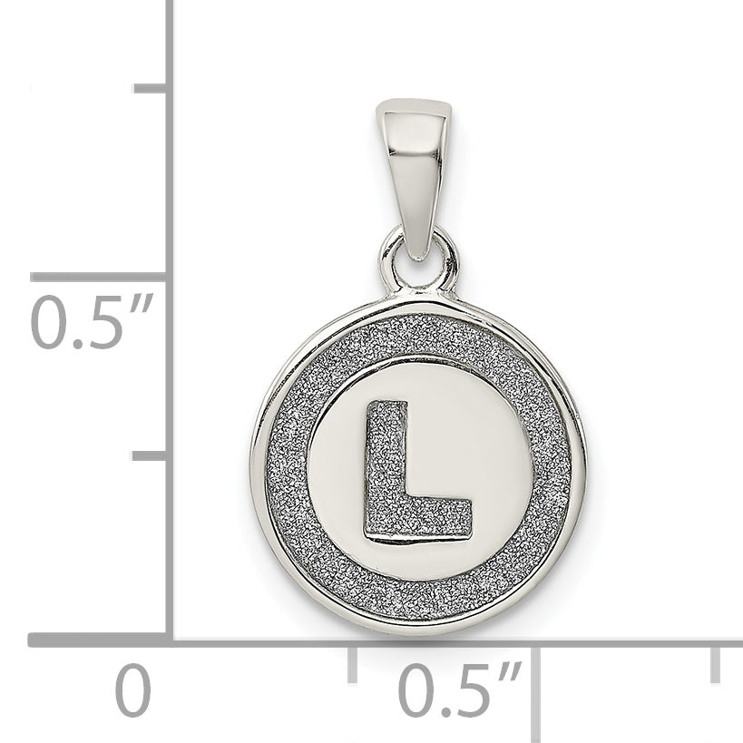 Sterlingsilber Glitzer Emaille Buchstabe L Initiale Kreis Anhänger