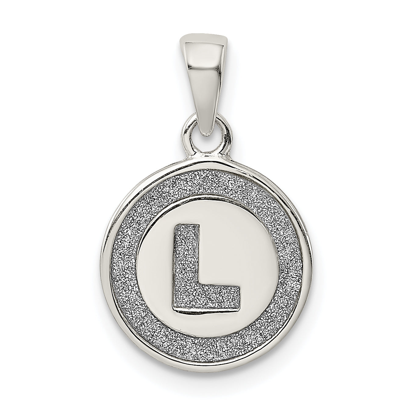 Sterlingsilber Glitzer Emaille Buchstabe L Initiale Kreis Anhänger