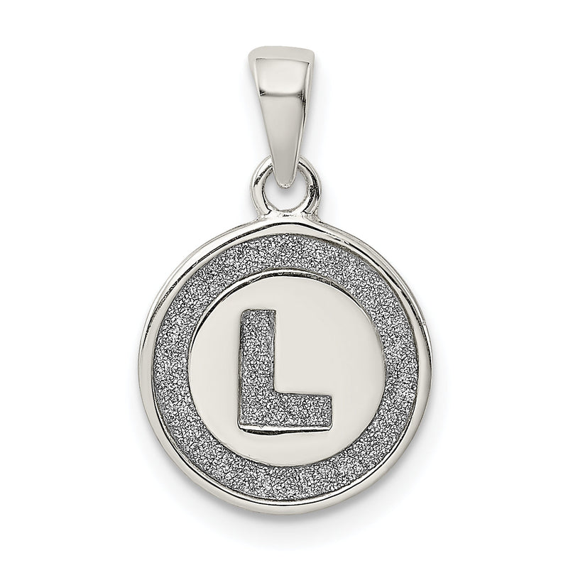 Sterlingsilber Glitzer Emaille Buchstabe L Initiale Kreis Anhänger