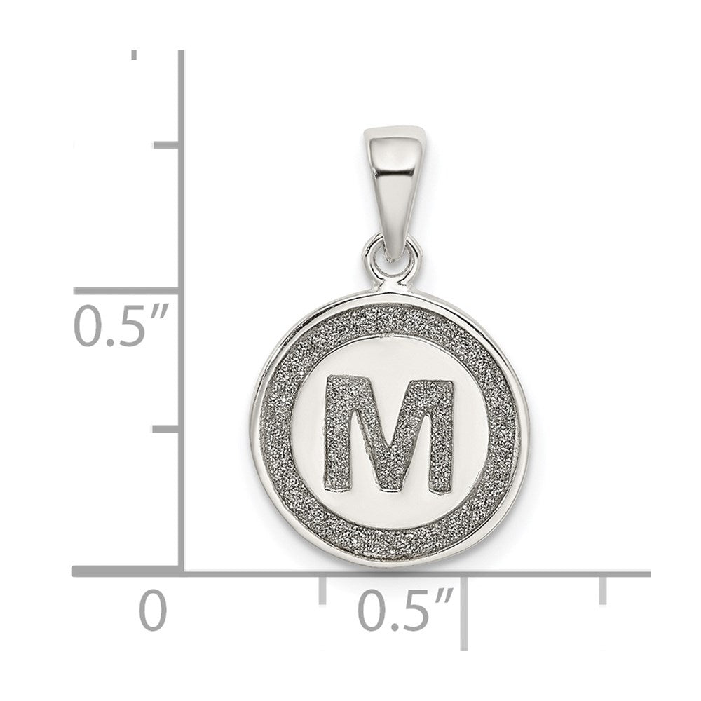 Sterlingsilber Glitzer Emaille Buchstabe M Initiale Kreis Anhänger