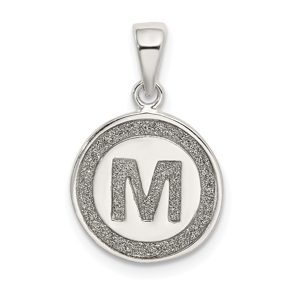 Sterlingsilber Glitzer Emaille Buchstabe M Initiale Kreis Anhänger