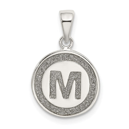 Sterlingsilber Glitzer Emaille Buchstabe M Initiale Kreis Anhänger