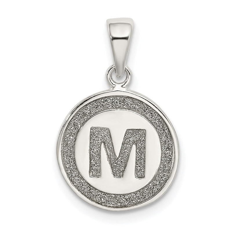 Sterlingsilber Glitzer Emaille Buchstabe M Initiale Kreis Anhänger