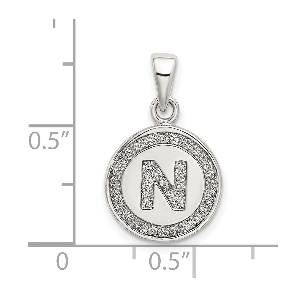 Sterlingsilber Glitzer Emaille Buchstabe N Inital Kreis Anhänger