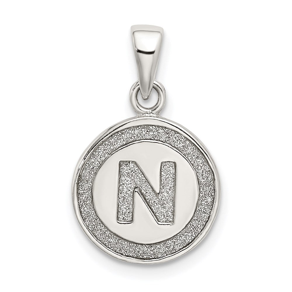 Sterlingsilber Glitzer Emaille Buchstabe N Inital Kreis Anhänger