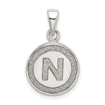 Sterlingsilber Glitzer Emaille Buchstabe N Inital Kreis Anhänger