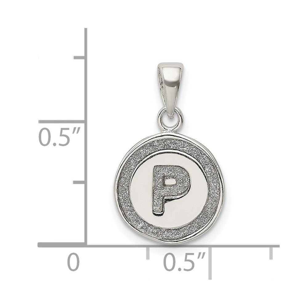 Sterlingsilber Glitzer Emaille Buchstabe P Initiale Kreis Anhänger