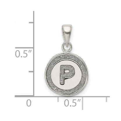 Sterlingsilber Glitzer Emaille Buchstabe P Initiale Kreis Anhänger