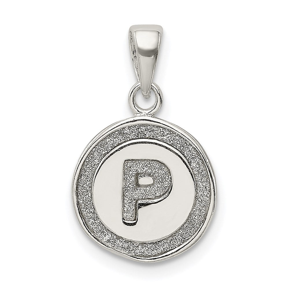 Sterlingsilber Glitzer Emaille Buchstabe P Initiale Kreis Anhänger