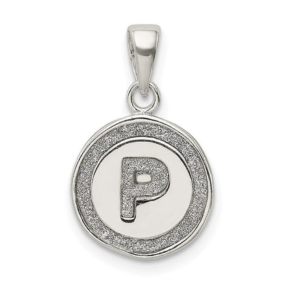 Sterlingsilber Glitzer Emaille Buchstabe P Initiale Kreis Anhänger