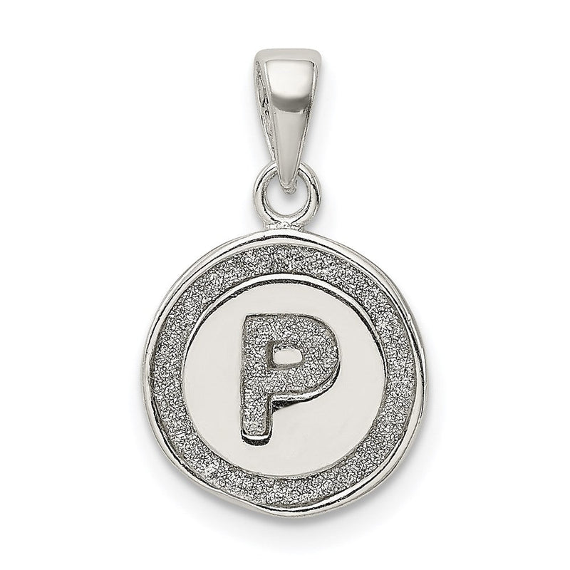 Sterlingsilber Glitzer Emaille Buchstabe P Initiale Kreis Anhänger